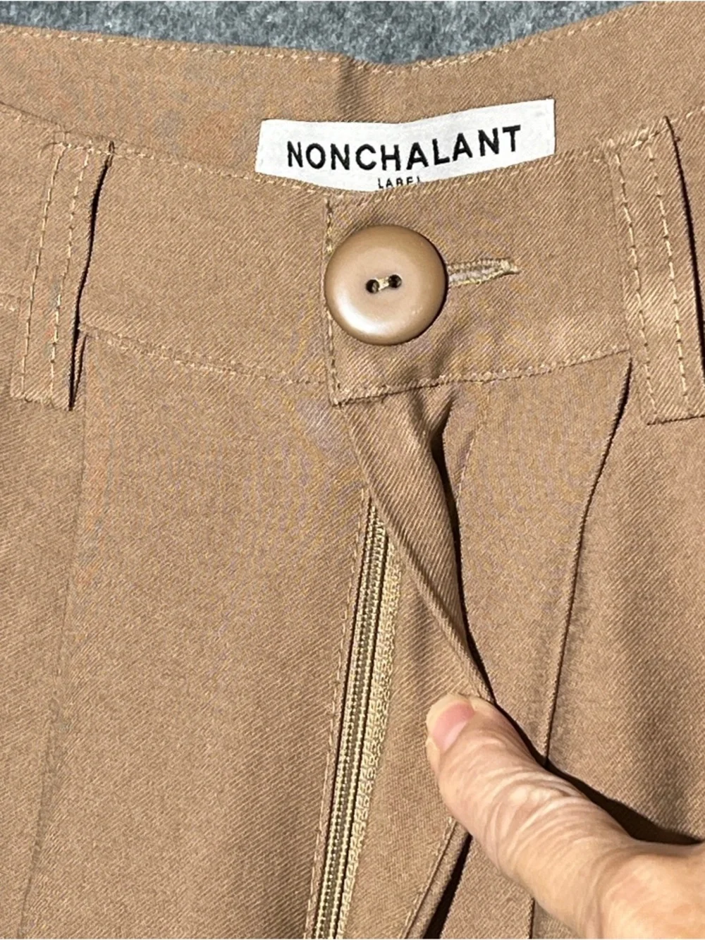 NONCHALANT Fabi Pant Wide Leg High Waist Camel Women’s Medium NEW - Picture 7 of 15